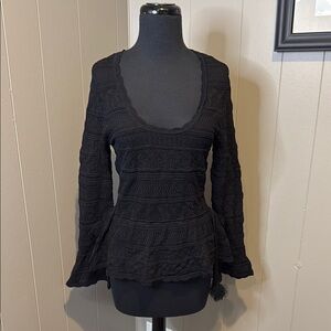 B4 VENUS Women’s Medium Elegant Black Textured Blouse